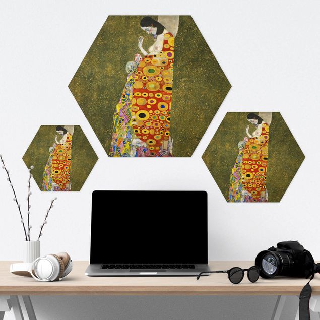 Hexagon Bilder Gustav Klimt - Die Hoffnung II