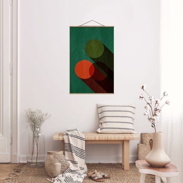 Wandbilder Kunstdrucke Abstrakte Formen - Kreise in Grün und Rot