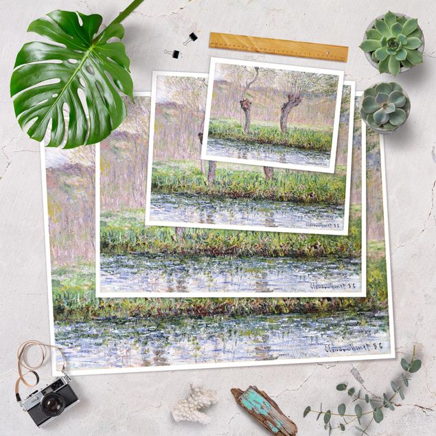 Wandbilder Kunstdrucke Claude Monet - Weidenbäume Frühling