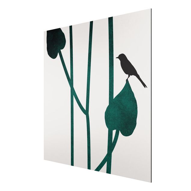 Wandbilder Floral Grafische Pflanzenwelt - Vogel auf Blatt