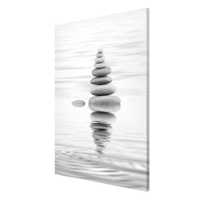 Wandbilder Kunstdrucke Steinturm im Wasser Schwarz-Weiß