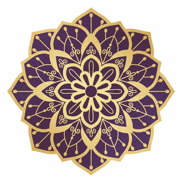 Wandtattoo Mandala Mandala Blüte Muster gold violett