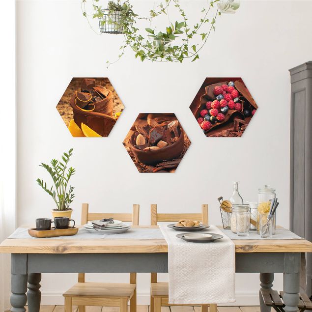 Wandbilder Früchte Schokolade mit Früchten und Mandeln