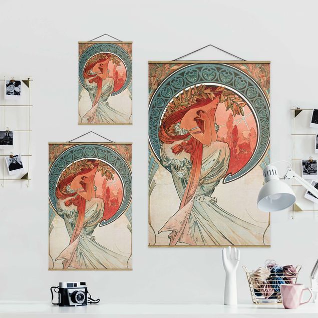 Wandbilder Retro Alfons Mucha - Vier Künste - Die Poesie