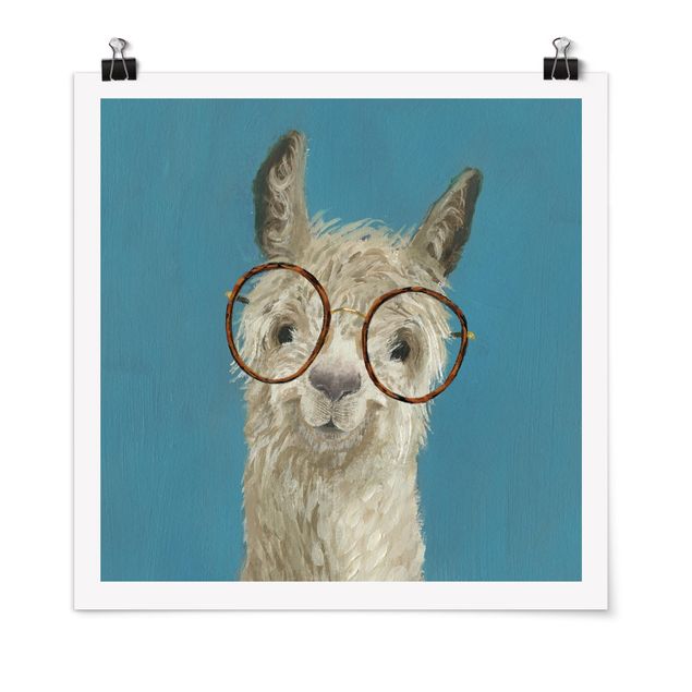 Tiere Poster Lama mit Brille I