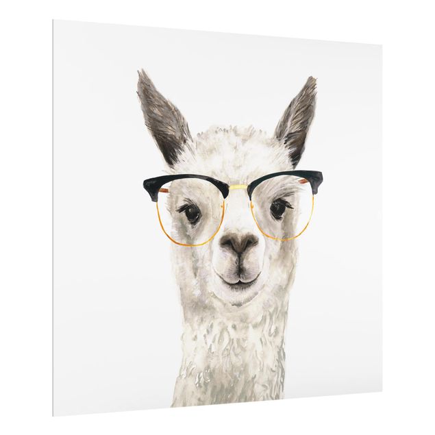 Spritzschutz Küche Glas Hippes Lama mit Brille I