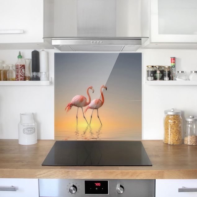 Küchenspiegel Glas Flamingo Love