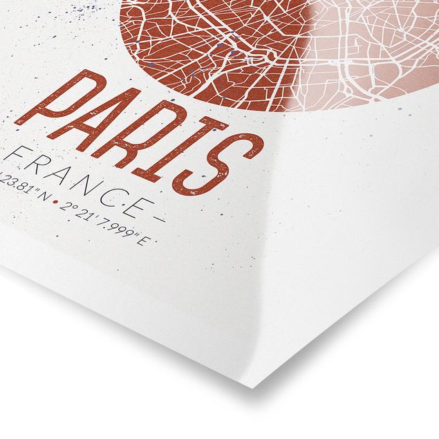 Wandbilder Rot Stadtplan Paris - Retro