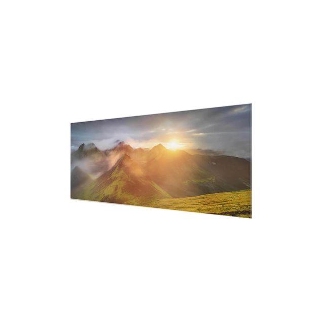 Wandbilder Glas Natur Storkonufell im Sonnenaufgang