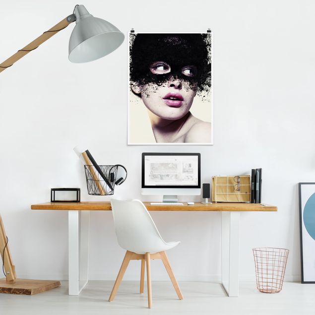 Wandbilder Portrait Das Mädchen mit der schwarzen Maske