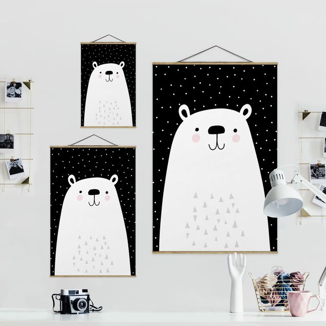 Wandbilder Schwarz-Weiß Tierpark mit Mustern - Eisbär