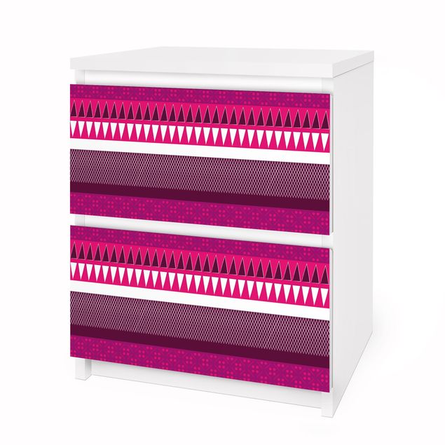 Möbelfolie für IKEA Malm Kommode - Selbstklebefolie Pink Ethnomix