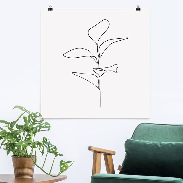 Kunststile Line Art Pflanze Blätter Schwarz Weiß