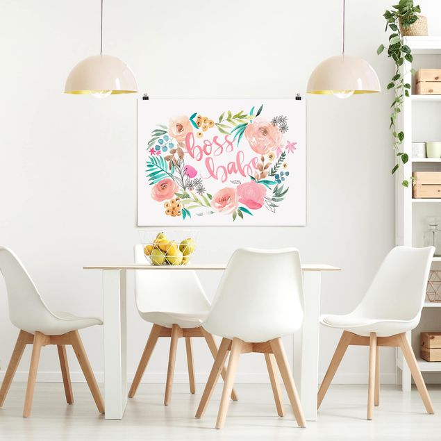 Wandbilder Floral Rosa Blüten - Boss Babe