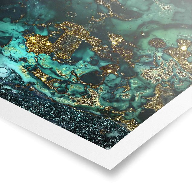 Kunstdrucke Poster Goldene Meeres-Inseln Abstrakt