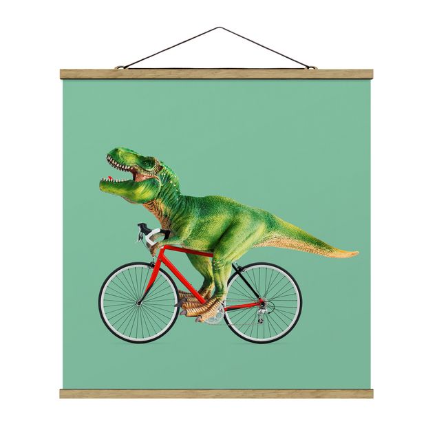 Wandbilder Modern Dinosaurier mit Fahrrad