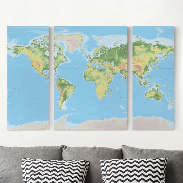 Wanddeko Küche Physische Weltkarte