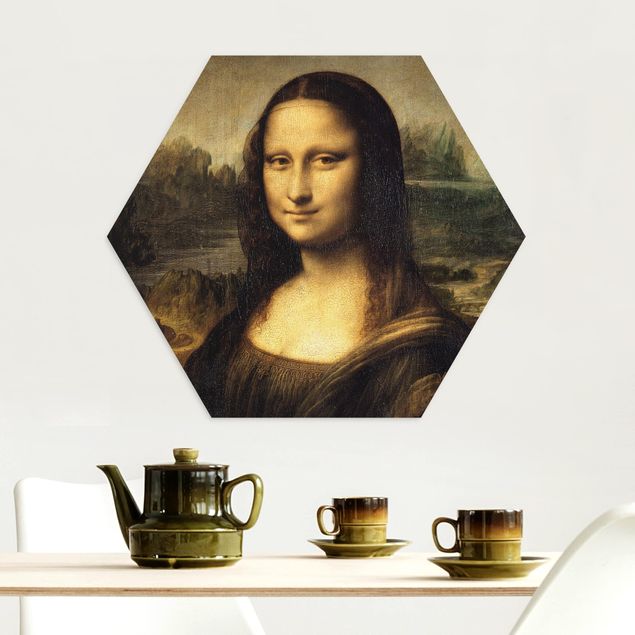 Hexagon Bild Alu-Dibond - Leonardo da Vinci - Mona Lisa