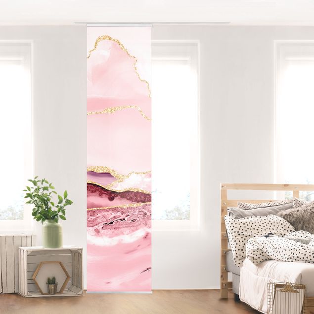 Küche Dekoration Abstrakte Berge Rosa mit Goldenen Linien