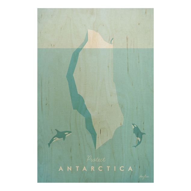 Holzbild Natur Reiseposter - Antarktis