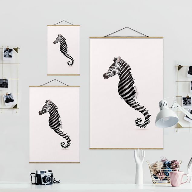 Wandbilder Modern Seepferdchen mit Zebrastreifen
