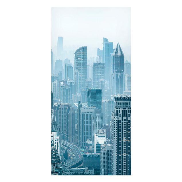 Magnettafel - Kühles Shanghai - Panorama Hochformat