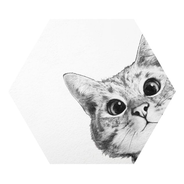 Wandbilder Modern Illustration Katze Zeichnung Schwarz Weiß