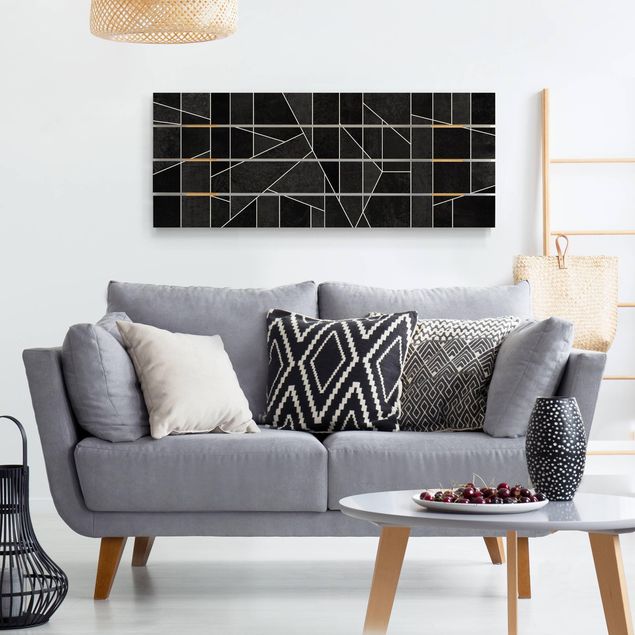 Wandbilder Schwarz Weiß Geometrie Aquarell