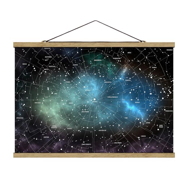 Wandbilder Schwarz Sternbilder Karte Galaxienebel