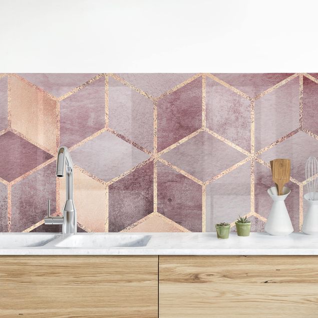 Küchen Deko Rosa Grau goldene Geometrie