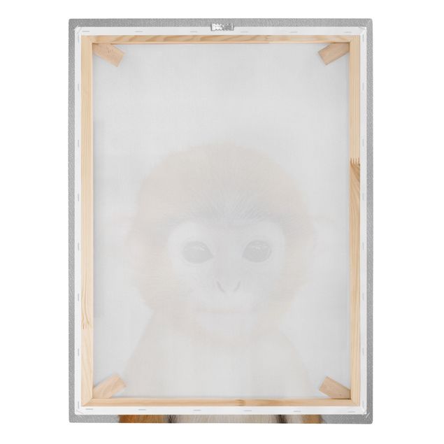 Wandbilder Schwarz-Weiß Baby Affe Anton