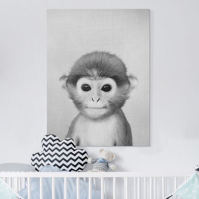Leinwandbilder Affe Baby Affe Anton Schwarz Weiß
