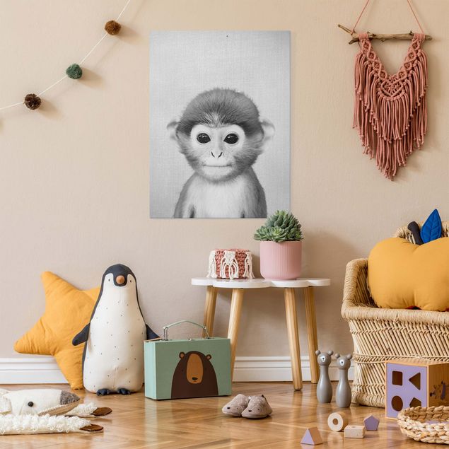 Deko Kinderzimmer Baby Affe Anton Schwarz Weiß