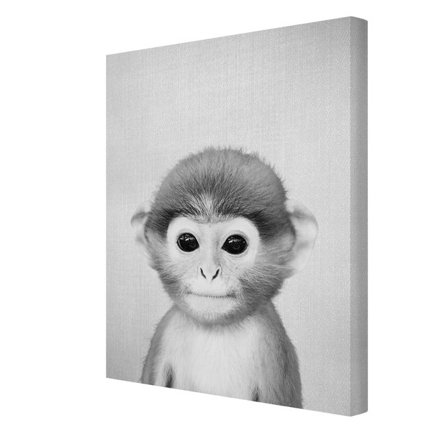 Wandbilder Modern Baby Affe Anton Schwarz Weiß