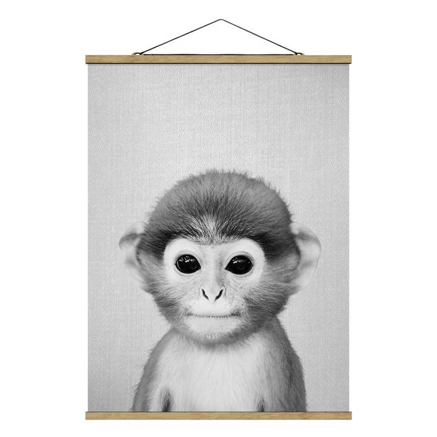 Wandbilder Tiere Baby Affe Anton Schwarz Weiß