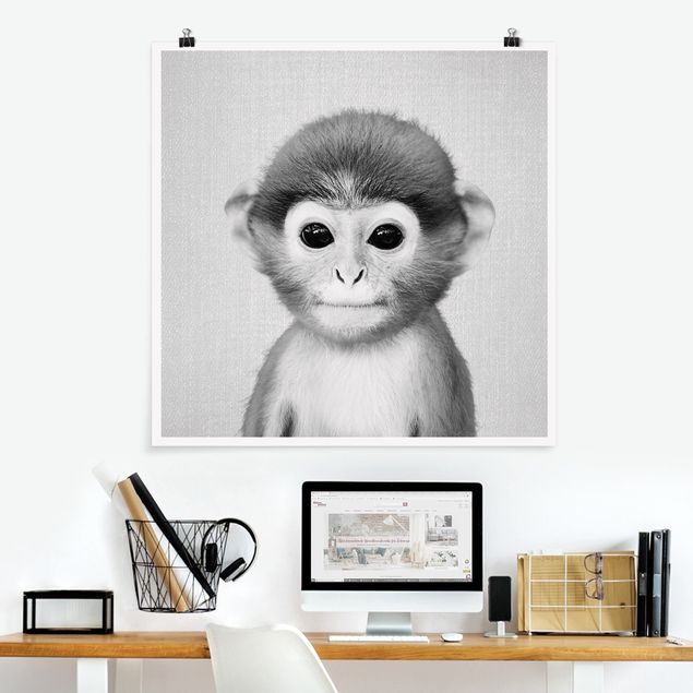 Wandbilder Affen Baby Affe Anton Schwarz Weiß