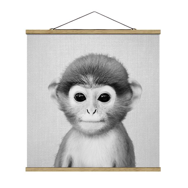 Wandbilder Tiere Baby Affe Anton Schwarz Weiß