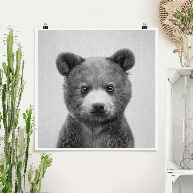 Wandbilder Bären Baby Bär Bruno Schwarz Weiß