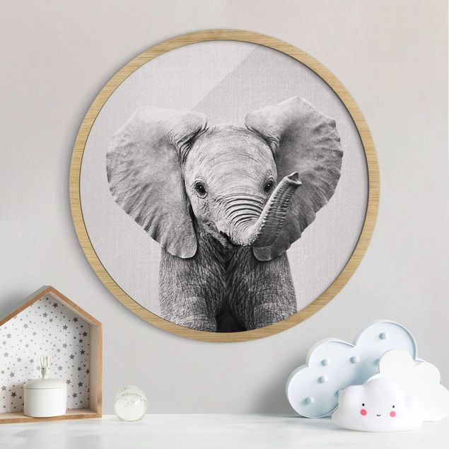 Wandbilder Elefanten Baby Elefant Elsa Schwarz Weiß