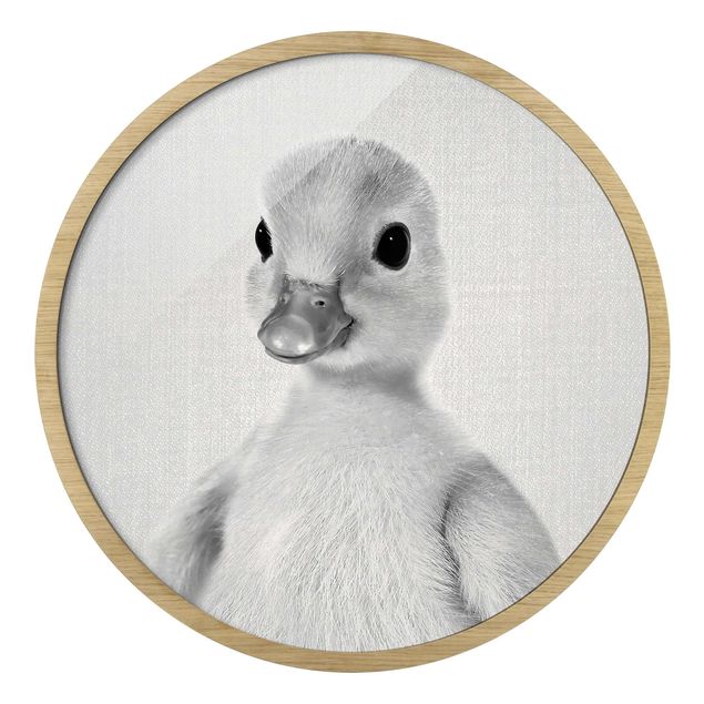 Gerahmte Bilder Rund Baby Ente Emma Schwarz Weiß