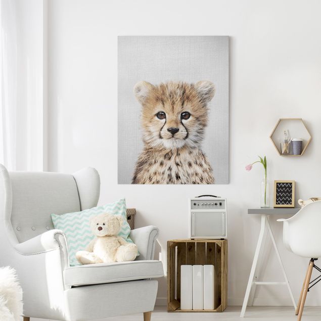 schwarz-weiß Bilder auf Leinwand Baby Gepard Gino