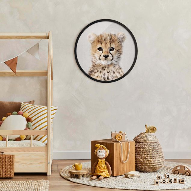 schwarz-weiß Bilder mit Rahmen Baby Gepard Gino