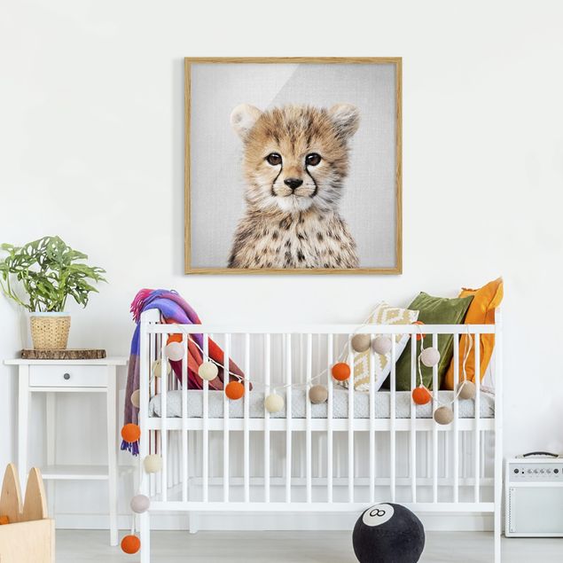 schwarz-weiß Bilder gerahmt Baby Gepard Gino