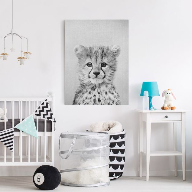 Leinwandbilder schwarz-weiß Baby Gepard Gino Schwarz Weiß