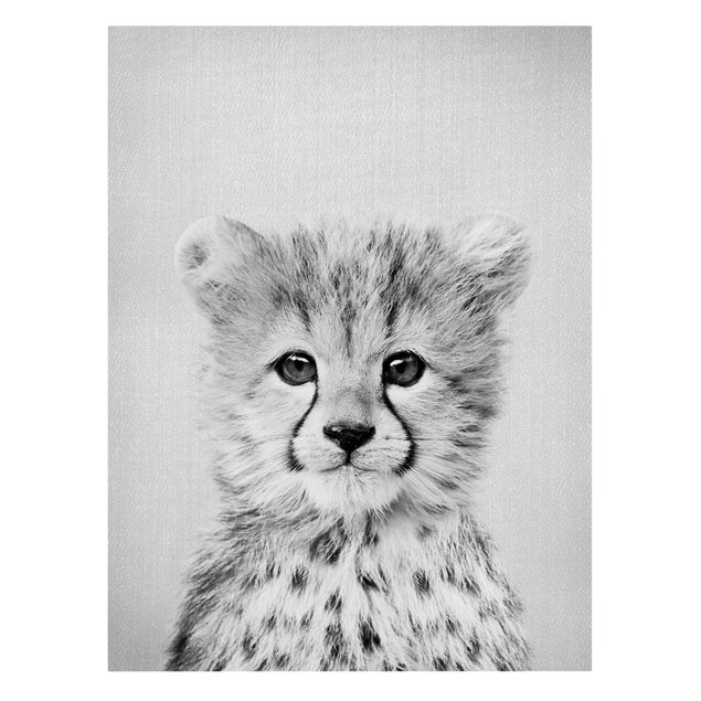 Wandbilder Modern Baby Gepard Gino Schwarz Weiß