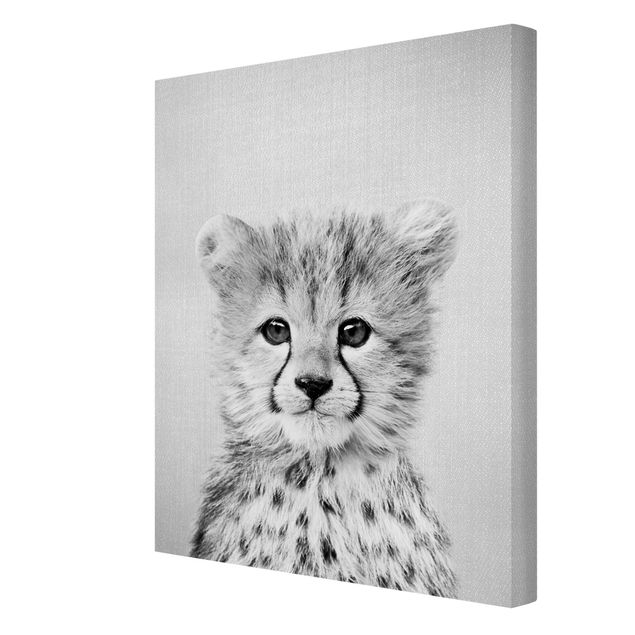Wandbilder Schwarz-Weiß Baby Gepard Gino Schwarz Weiß