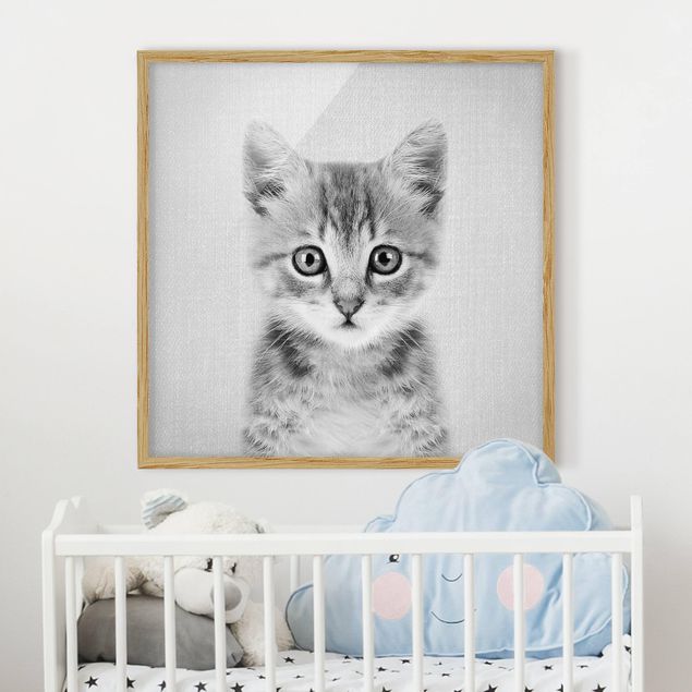 Kinderzimmer Deko Baby Katze Killi Schwarz Weiß