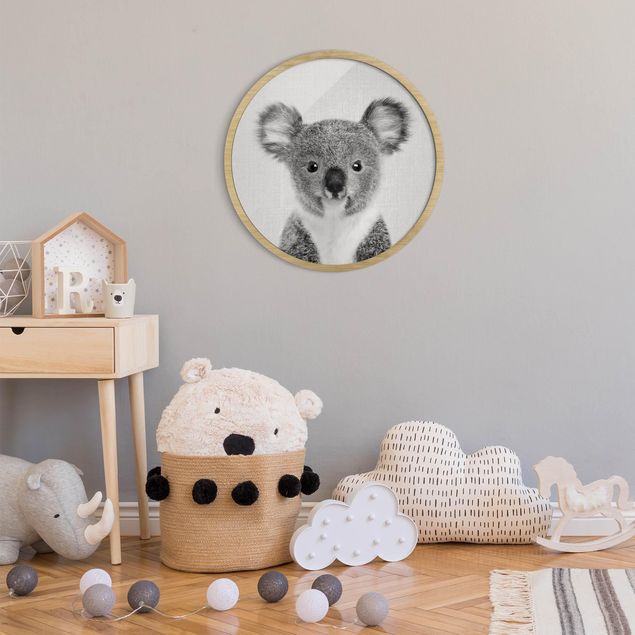 Gerahmte Bilder Tiere Baby Koala Klara Schwarz Weiß