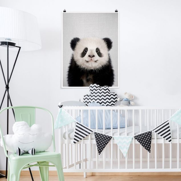 Poster schwarz-weiß Fotografie Baby Panda Prian