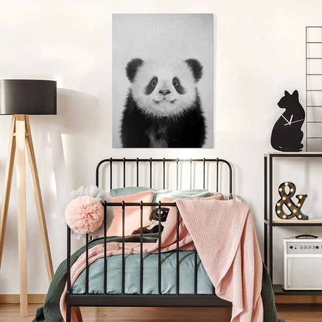 schwarz-weiß Bilder auf Leinwand Baby Panda Prian Schwarz Weiß